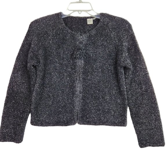 Michael Simon Sweaters - Vintage‎ Michael Simon Womens Cardigan Size S Black Sparkle Eyelash Front Zip